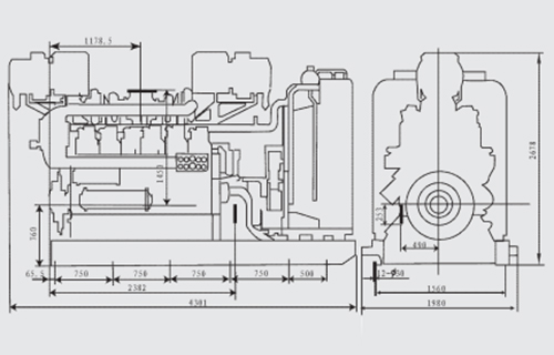 Dimensiones totales del Motor diesel Z12VB 